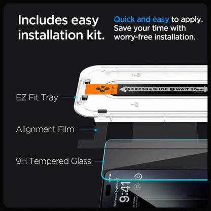 [2 PACK] Spigen Glas.tR EZ Fit Screen Protector for iPhone 15 Series - EZ Fit Tray Included - Transparency - Forexengineer -Malaysia- 8809896751964-8809896752145-8809896752060-8809896752244