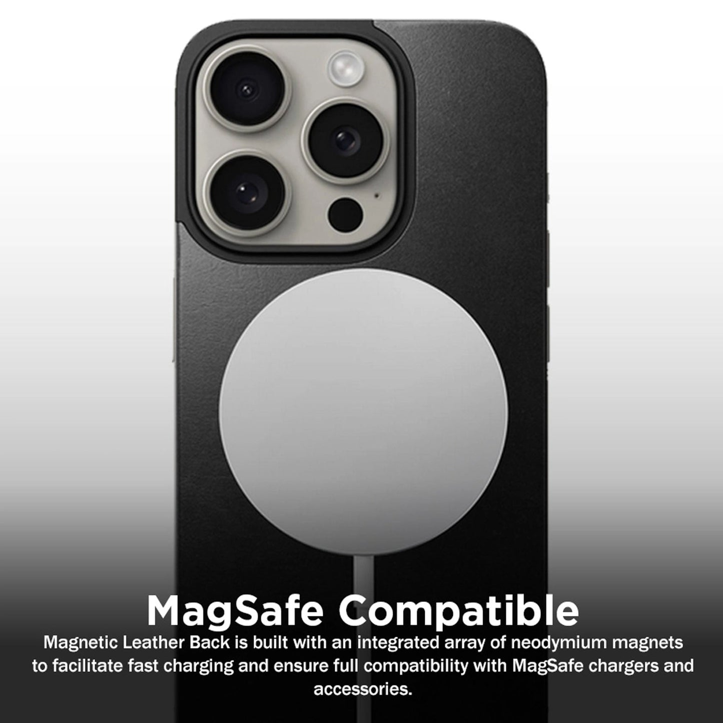 Nomad Magnetic Horween Leather Back for iPhone 16 Pro Max - MagSafe Compatible