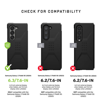 UAG Civilian for Samsung Galaxy Z Fold 6 - Covered Hinge and Qi Wireless Charger Compatible - Forexengineer -Malaysia- 840283913693-840283913709-840283913716