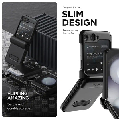 VRS Design Terra Guard Active Go for Samsung Galaxy Z Flip 5 - Case with Wallet Storage - Matte Black - Forexengineer -Malaysia- 8809919629089