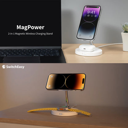 SwitchEasy MagPower 2-in-1 Magnetic Wireless Charger (15W) - White - Forexengineer -Malaysia- 4895241113208