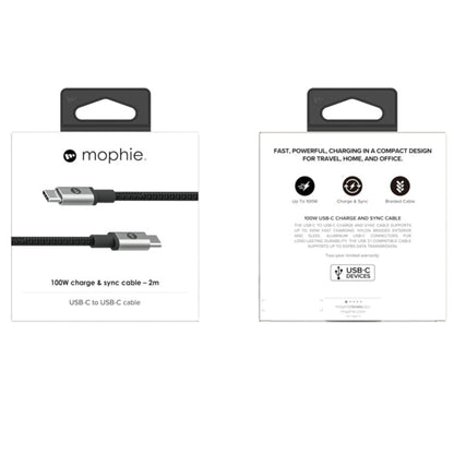 Mophie Cable 100W USB-C to USB-C 3.1 Charge & Sync Cable ( 5GBPS ) High Speed Data Transfer - Forexengineer -Malaysia- 840056174030-840056174047