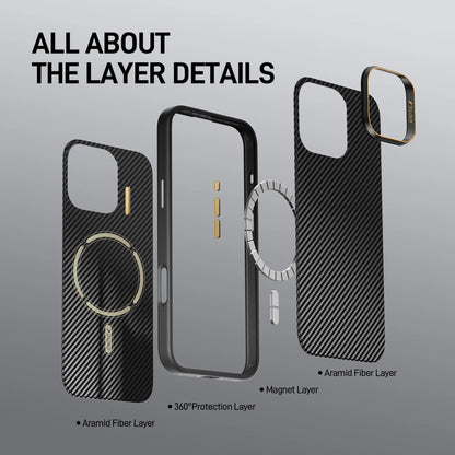 Raptic Shield Aramid Fibre with Magsafe for iPhone 16 Pro Max - 600D Black - Forexengineer -Malaysia