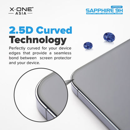 X.One Upgraded Sapphire Coated Glass Screen Protector for iPhone 15 Series with Dust Free Installer Kit - Forexengineer -Malaysia- 856845678457-856845678458-856845678459-856845678460