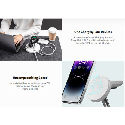 SwitchEasy MagPower 4-in-1 Magnetic Wireless Charging Stand ( 15W ) - White - Forexengineer -Malaysia- 4895241105630