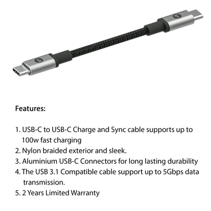 Mophie Cable 100W USB-C to USB-C 3.1 Charge & Sync Cable ( 5GBPS ) High Speed Data Transfer - Forexengineer -Malaysia- 840056174030-840056174047