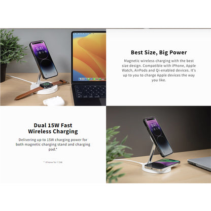SwitchEasy MagPower 2-in-1 Magnetic Wireless Charger (15W) - White - Forexengineer -Malaysia- 4895241113208