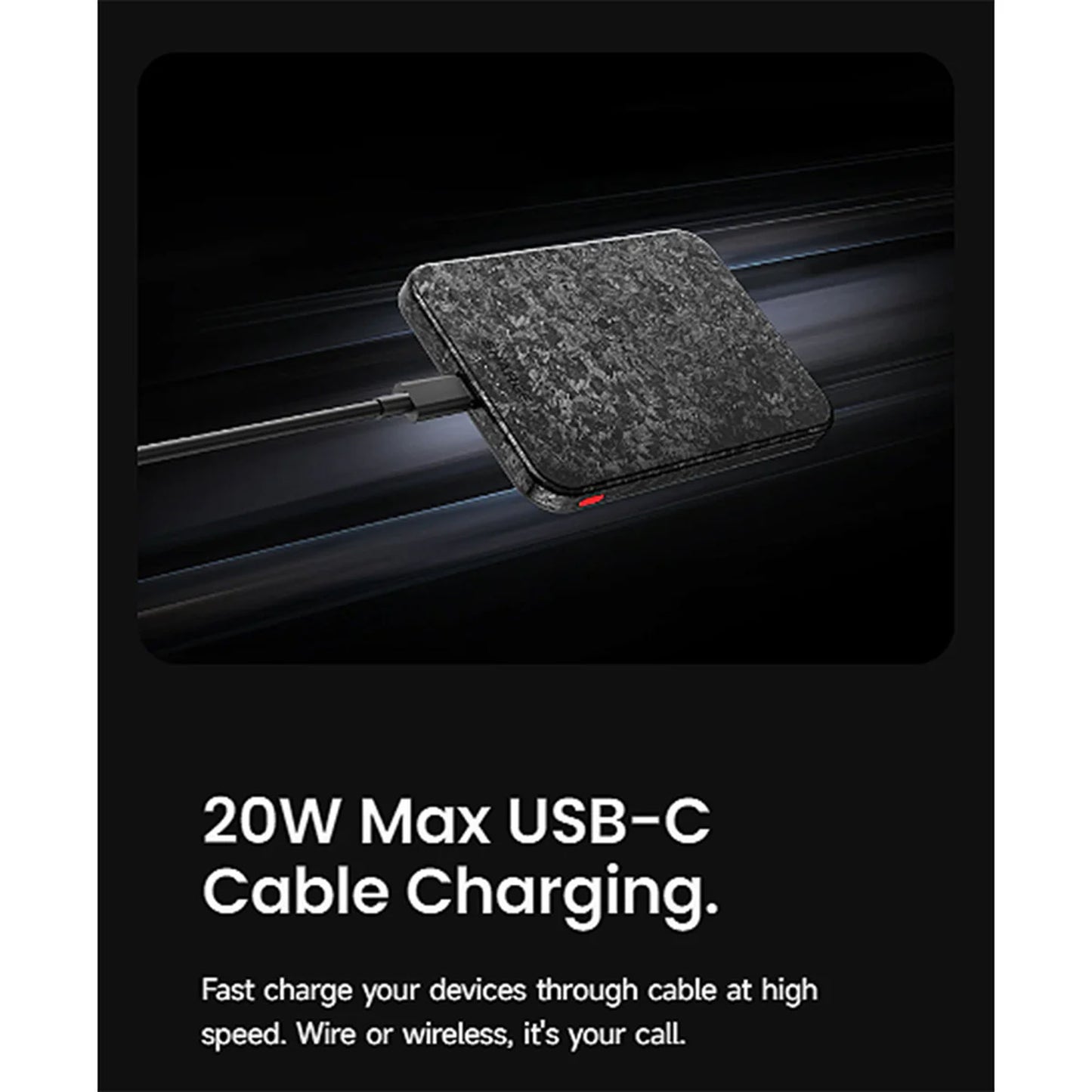 Sharge CarbonMag 5K - Slim Magsafe and Qi Wireless Compatible Carbon Fiber Power Bank PD20W 5000mAh - Forged Carbon