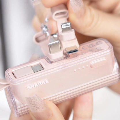 [ONLINE EXCLUSIVE] Sharge Flow Mini 5000mAh Powerbank with Built-in Cable and Interchangable Connector - Forexengineer -Malaysia- 6973154655768-6973154657717
