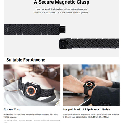 PITAKA Carbon Fiber Watch Band Modern Series for Apple Watch All Models - Forexengineer -Malaysia