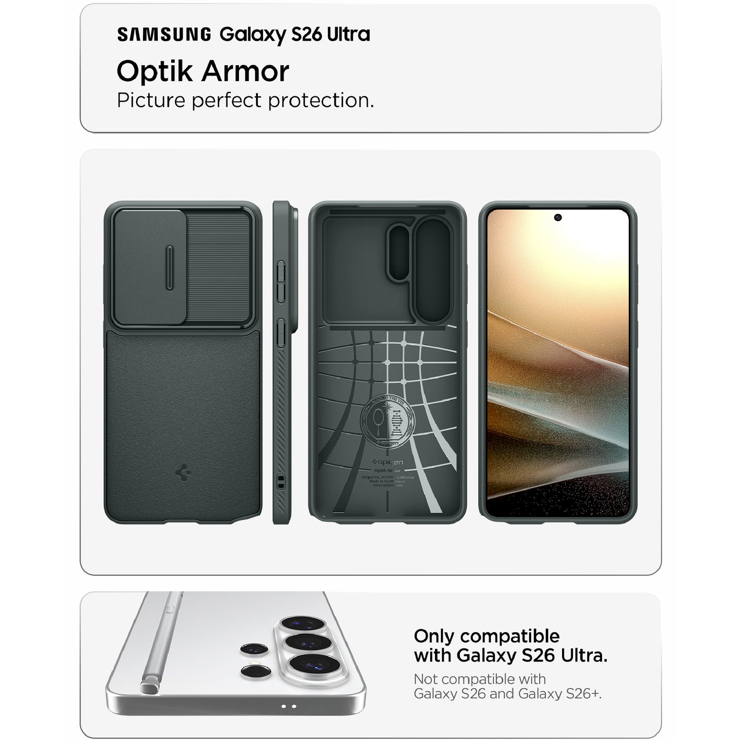 Spigen Optik Armor for Samsung Galaxy S26 Ultra - Slide Cover Camera Protection