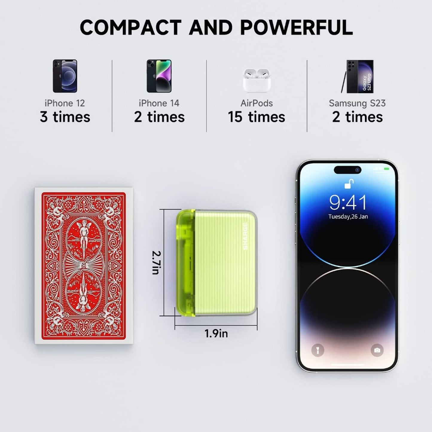 Sharge Flow Series 10,000 mAh Power Bank Credit Card Sized