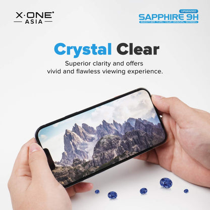 X.One Upgraded Sapphire Coated Glass Screen Protector for iPhone 15 Series with Dust Free Installer Kit - Forexengineer -Malaysia- 856845678457-856845678458-856845678459-856845678460