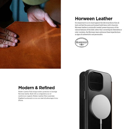 Nomad Modern Horween Leather Folio Case for iPhone 15 Series - Magsafe Compatible - Forexengineer -Malaysia- 856500016351-856500016306-856500016313-856500016269