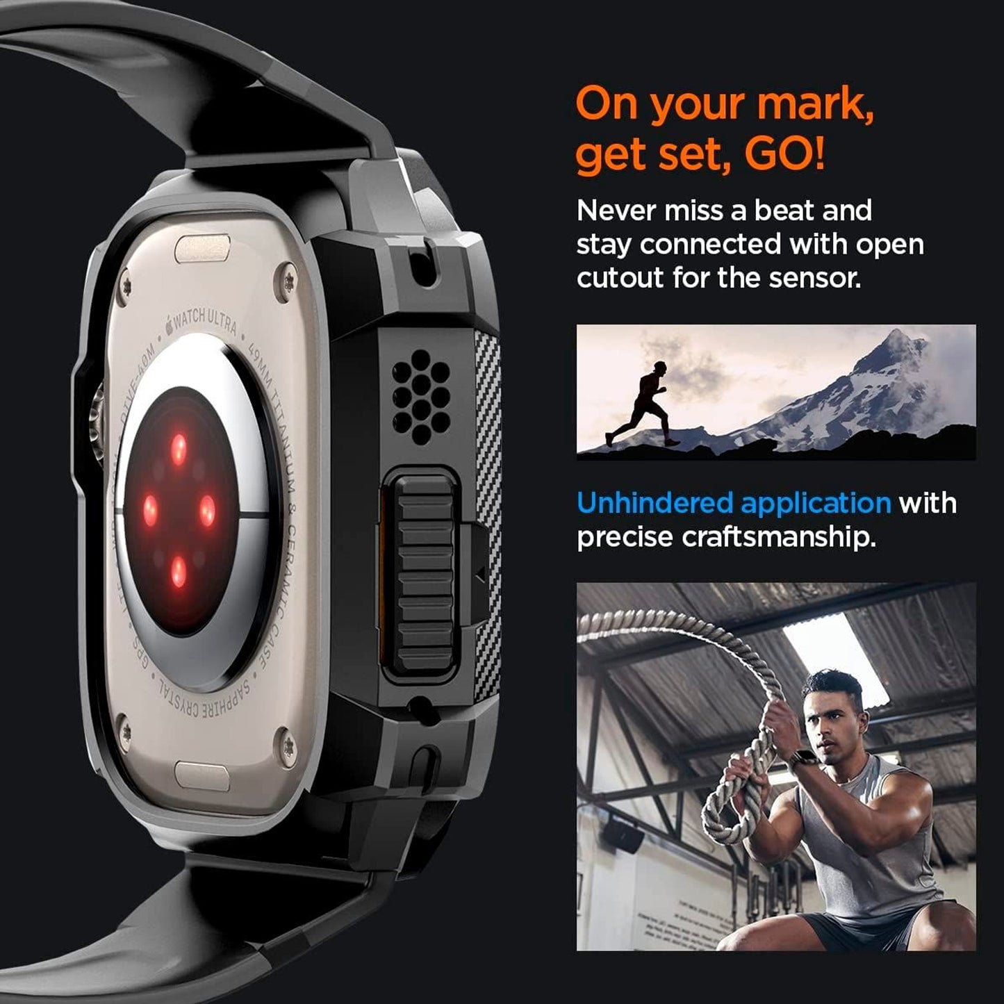 Spigen Rugged Armor Pro for Apple Watch Ultra 2 / Ultra - 49mm - Adjustable Band + Protective Cover