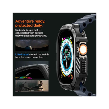 Spigen Rugged Armor for Apple Watch Ultra 2 / Ultra 49mm - Shock Absorbent Layer - Matte Black - Forexengineer -Malaysia- 8809811868753