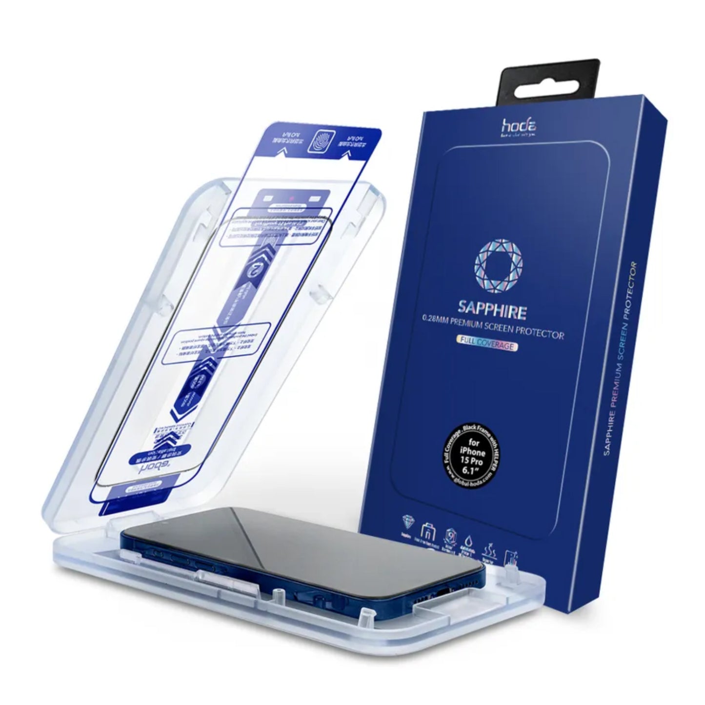 Hoda Sapphire Screen Protector with Helper for iPhone 15 Series