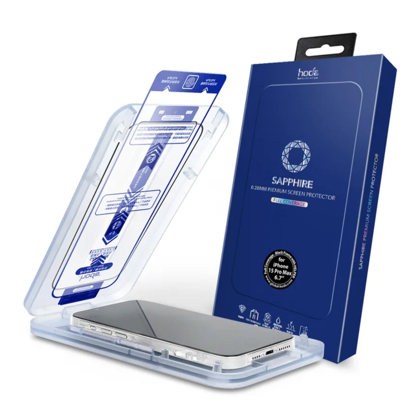 Hoda Sapphire Screen Protector with Helper for iPhone 15 Series