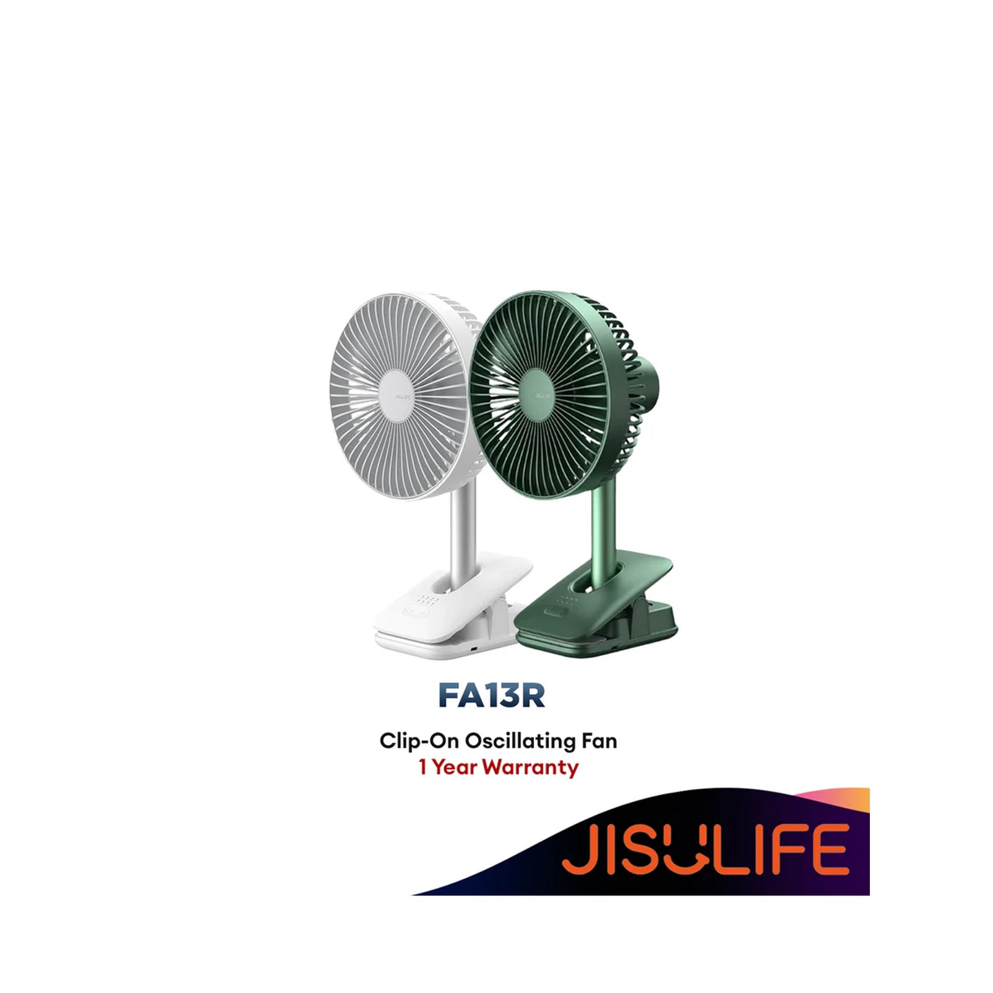 JisuLife Desk + Clip Fan Oscillating Fan FA13R 8000mAh Battery 4 Wind Speed Rotating Use Up to 28 Hours Cool