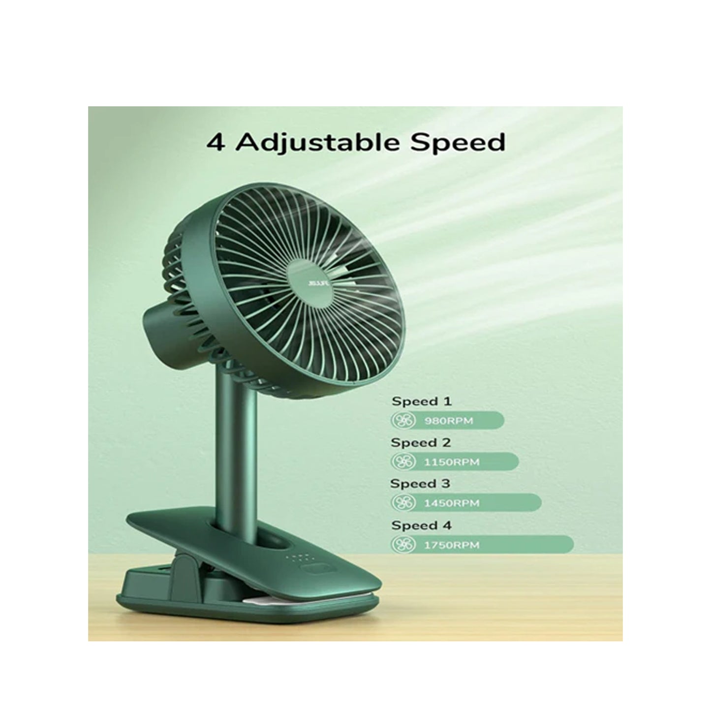 JisuLife Desk + Clip Fan Oscillating Fan FA13R 8000mAh Battery 4 Wind Speed Rotating Use Up to 28 Hours Cool