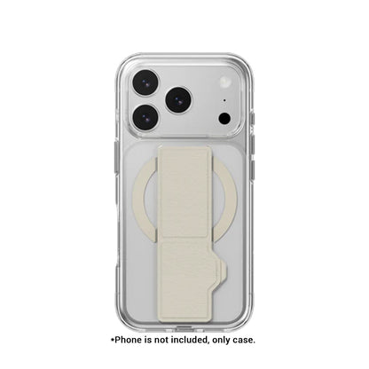 MAGEASY GrabStand M ( Magsafe ) Protective Case for iPhone 17 Pro Max / 17 Pro - Leatherette Grip Dual-Angle Stand