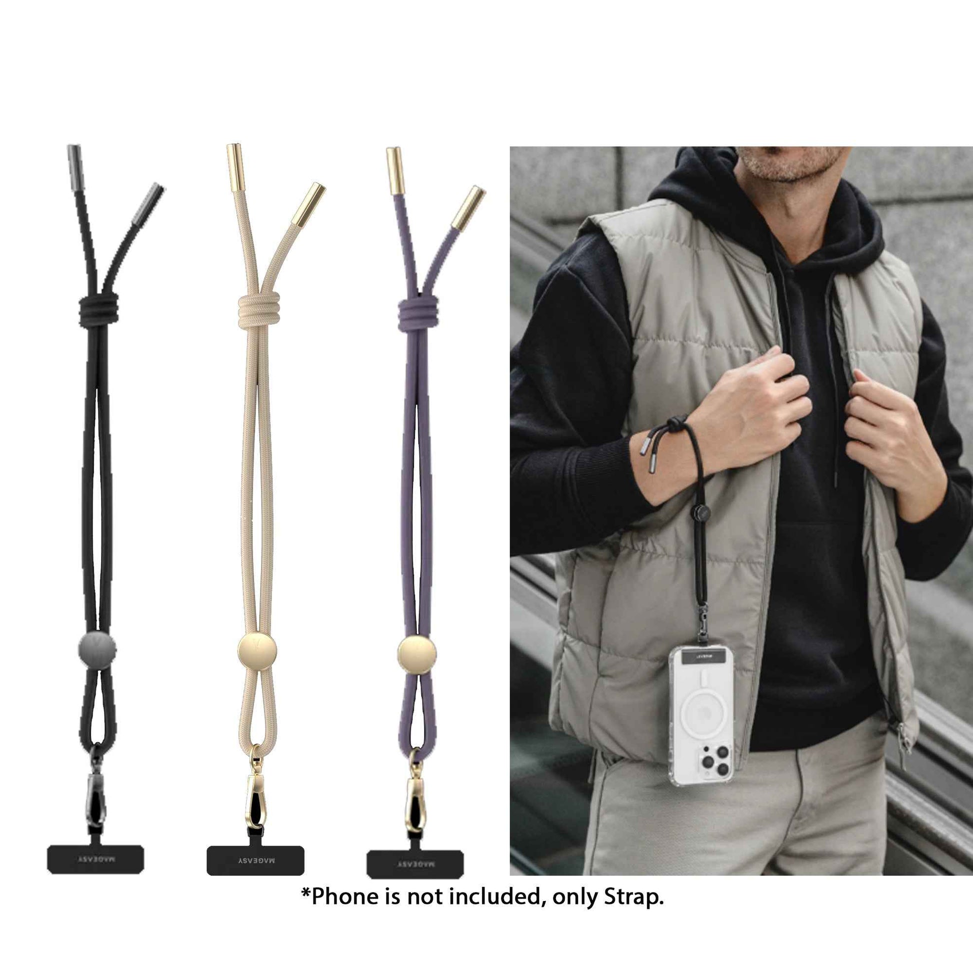 MAGEASY 6mm Wrist Strap + Strap Card - Cord Lock Design