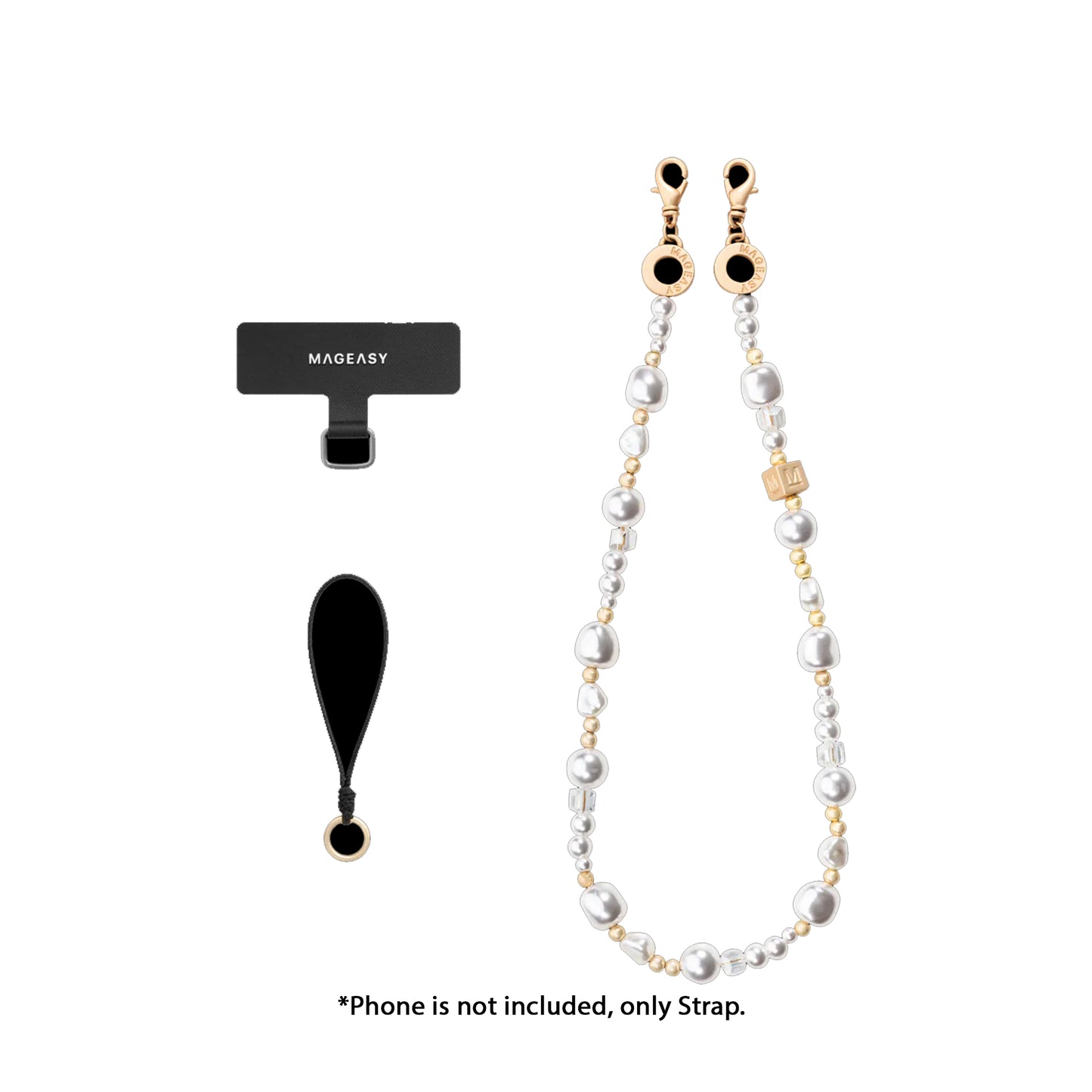 MAGEASY Beaded Wrist Strap with Strap Card & Charm Loop