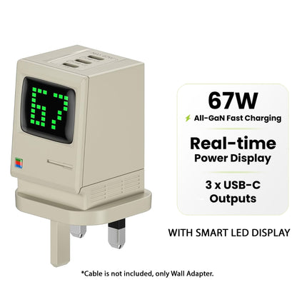 [ONLINE EXCLUSIVE] Sharge Shargeek Retro 67W GaN 3 Port USB-C PD 3.0 Wall Charger with Smart LED Display - Forexengineer -Malaysia- 6973154656277