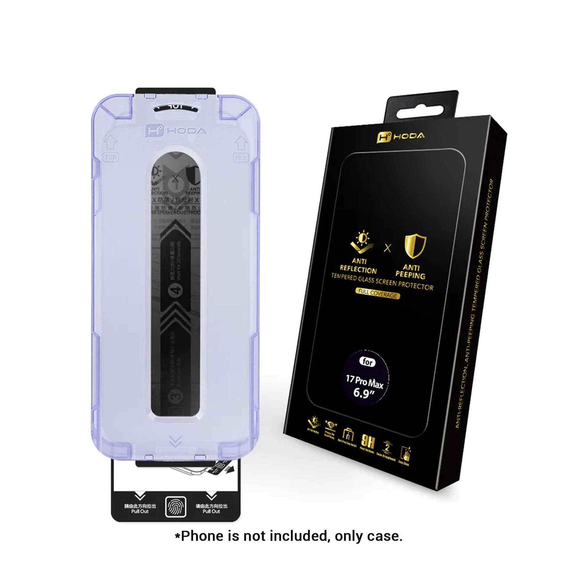 Hoda Anti-Peeper ( Privacy ) with Anti-Reflection Tempered Glass for iPhone 17 Series with Dust-Free Helper
