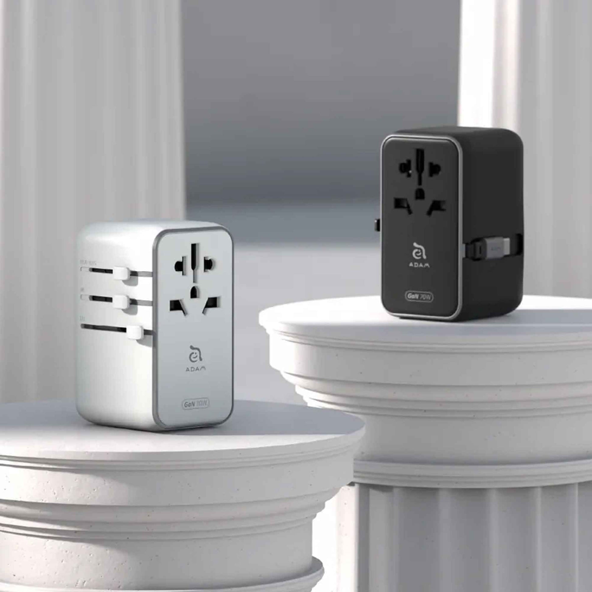 ADAM Elements T70L ﻿70W Universal Travel Adapter with Built-In USB-C Cable