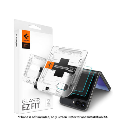 [2 PACK] Spigen Glas.tR EZ Fit Glass Screen Protector for Samsung Galaxy Z Flip 6 / Flip 5 with Auto-Alignment Installation Kit - Clear - Forexengineer -Malaysia- 8809896748780-8809971229098