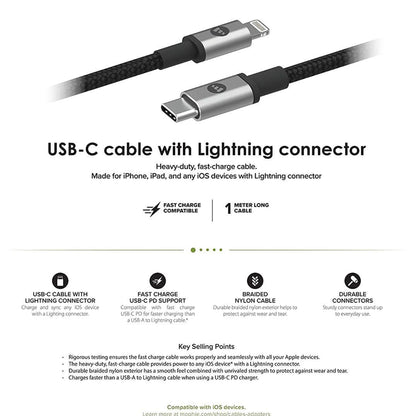 [RACKV2_CLEARANCE] Mophie USB-C to Lightning Cable - 1 meter - Black.