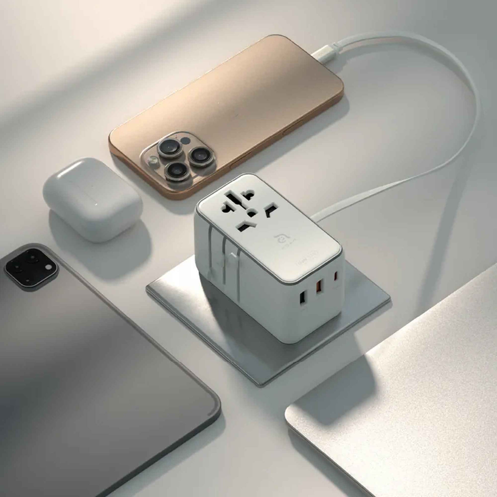 ADAM Elements T70L ﻿70W Universal Travel Adapter with Built-In USB-C Cable