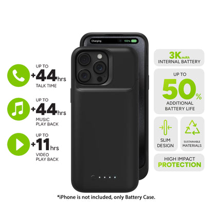Mophie Juice Pack 3,000mAh Build-in Battery for iPhone 15 Series - Up to 6 feet drop protection - Black - Forexengineer -Malaysia- 840390310057-840390310040