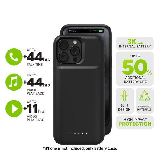 Mophie Juice Pack 3,000mAh Build-in Battery for iPhone 15 Series - Up to 6 feet drop protection - Black