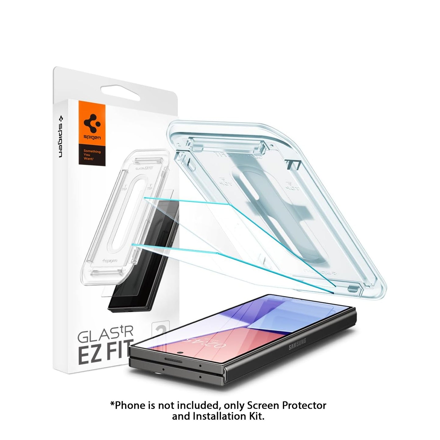 [2 PACK] Spigen Glas.tR EZ Fit Glass Screen Protector for Samsung Galaxy Z Fold 6 / Fold 5 with Auto-Alignment Installation Kit - Clear