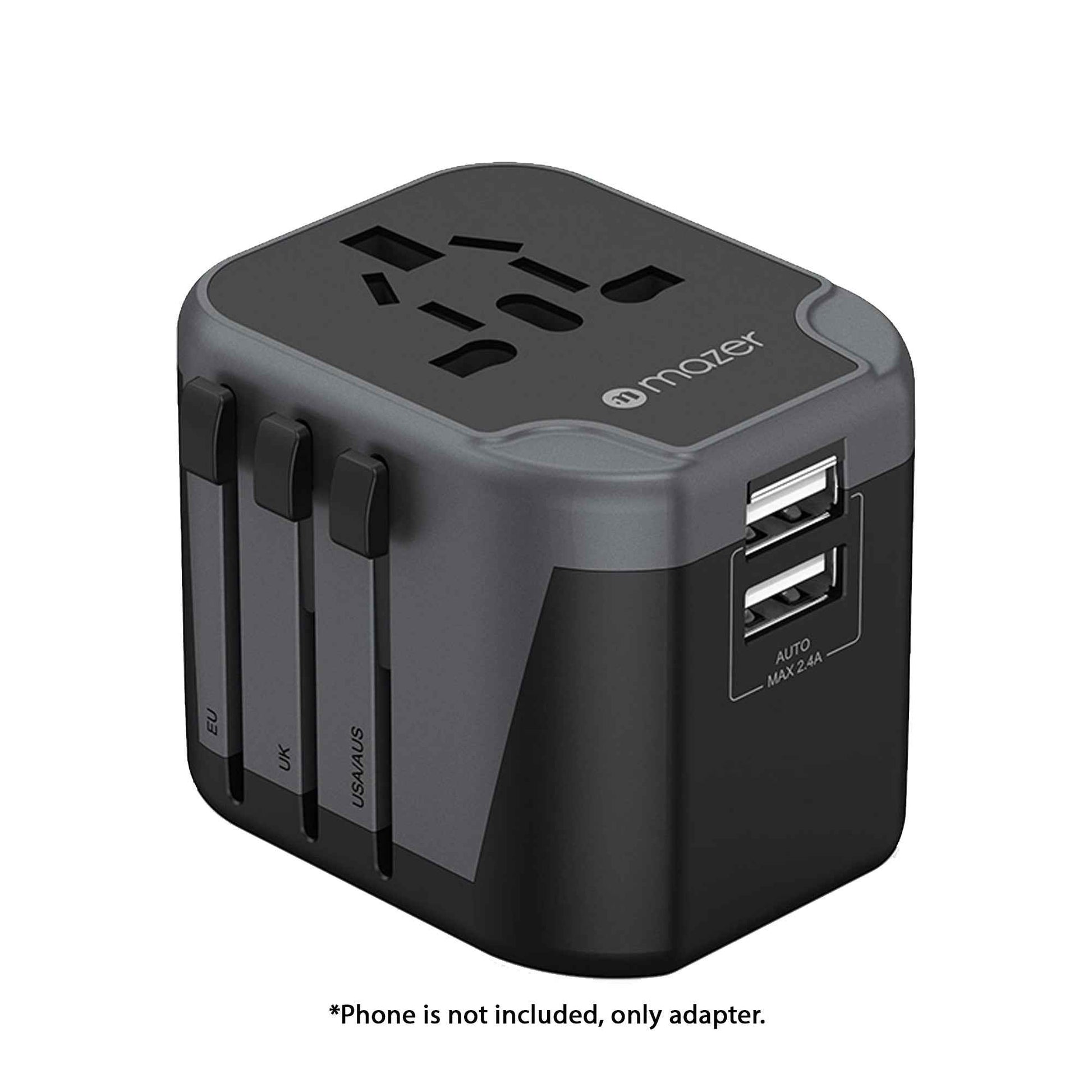 Mazer Infinite Travel Mini - Travel Adapter with Dual USB-A Port Fast Charging PD 12W / 2.4A