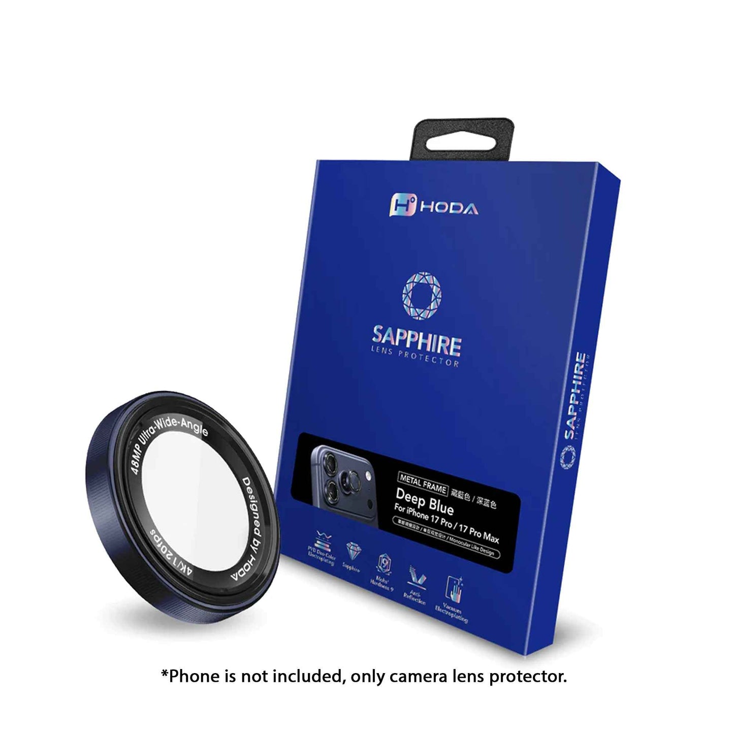 [ 17 Pro Max / 17 Pro ] Hoda Sapphire Lens Protector (Monocular Like Design) with Anti-Reflection Optical Coating