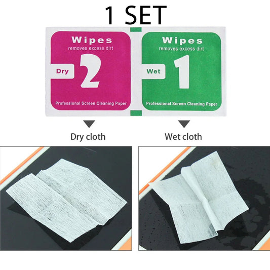 Dry and Wet 1+2 Cleaning Pack Mini Professional Screen Cleaning Wipes for Mobile Phone & Gadget