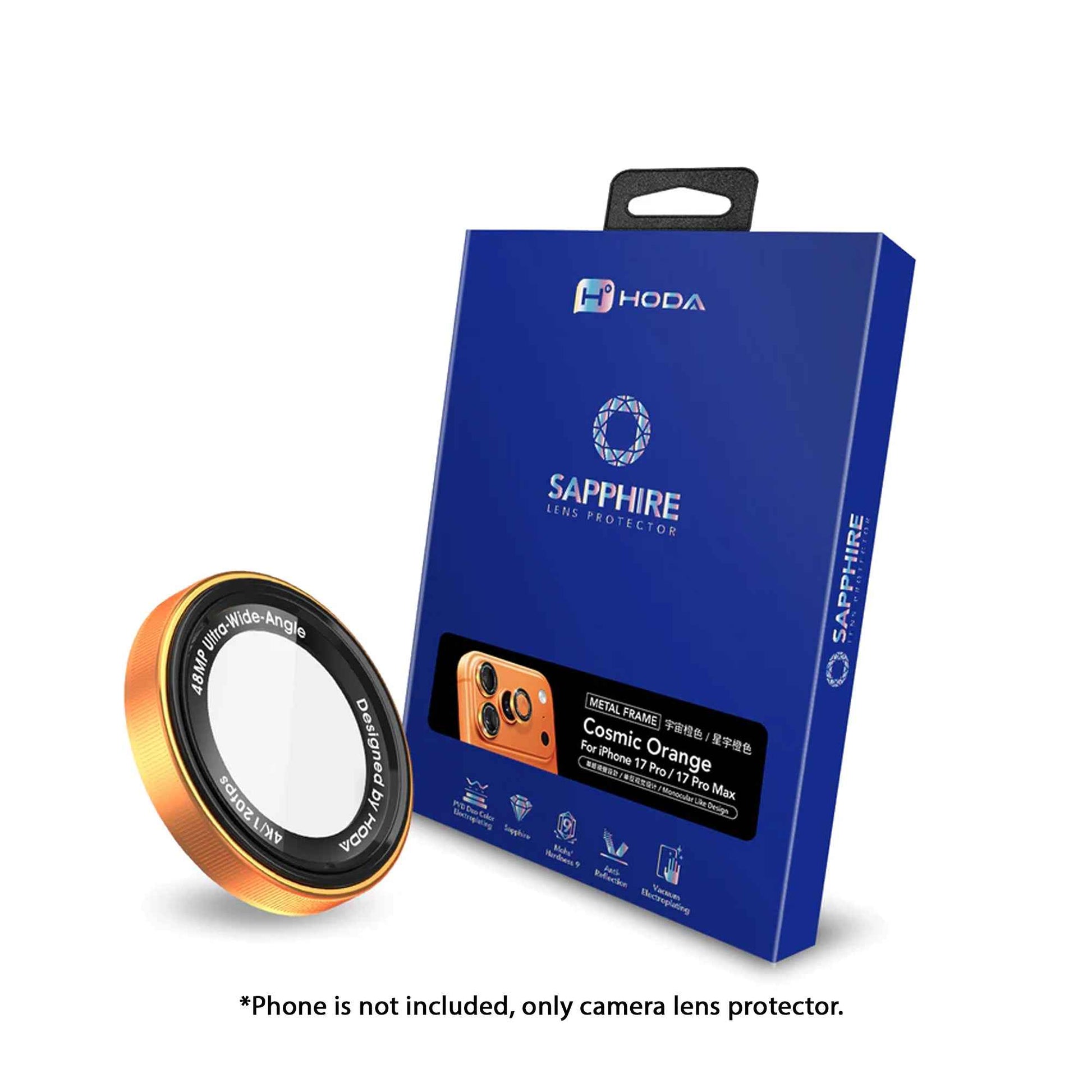 [ 17 Pro Max / 17 Pro ] Hoda Sapphire Lens Protector (Monocular Like Design) with Anti-Reflection Optical Coating