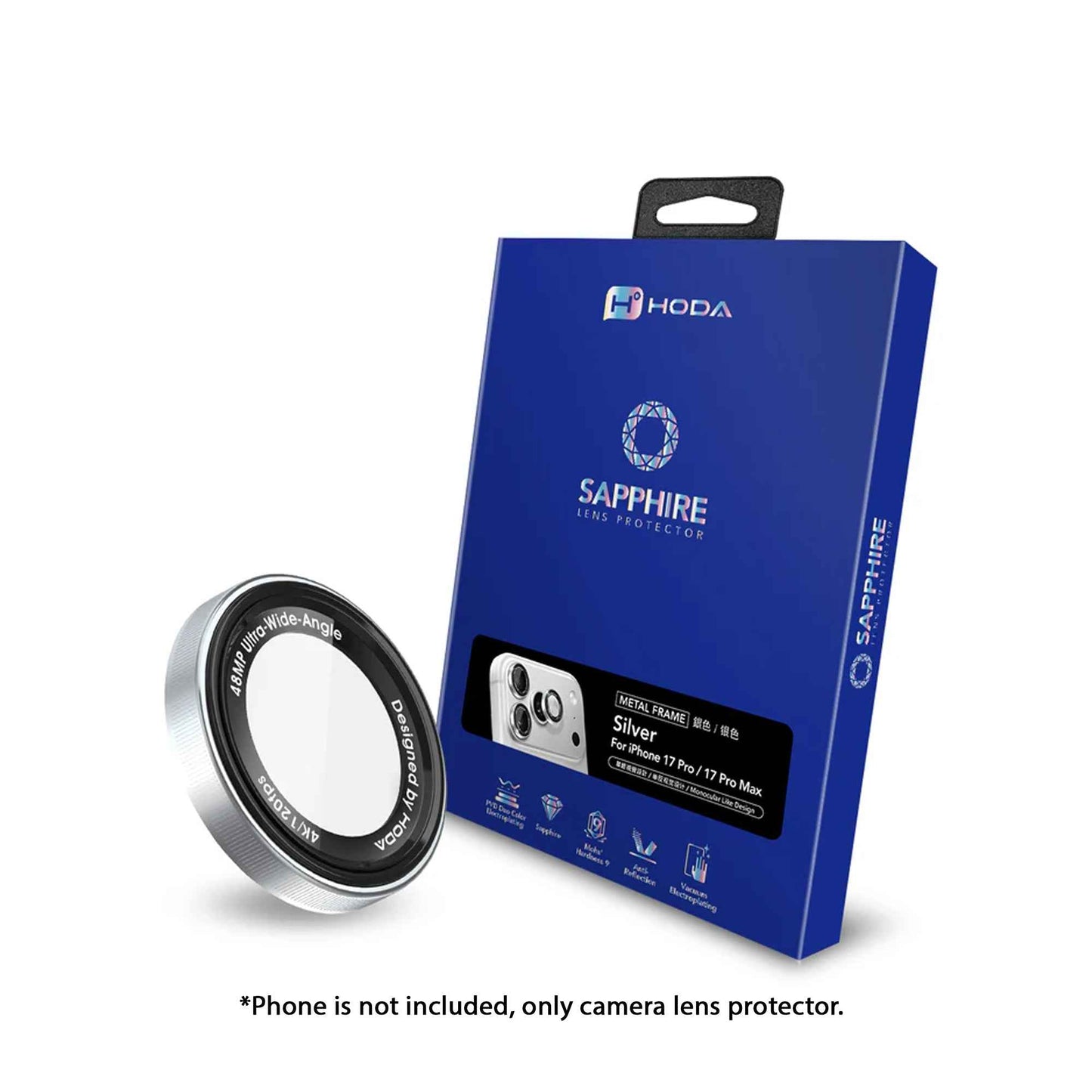 [ 17 Pro Max / 17 Pro ] Hoda Sapphire Lens Protector (Monocular Like Design) with Anti-Reflection Optical Coating