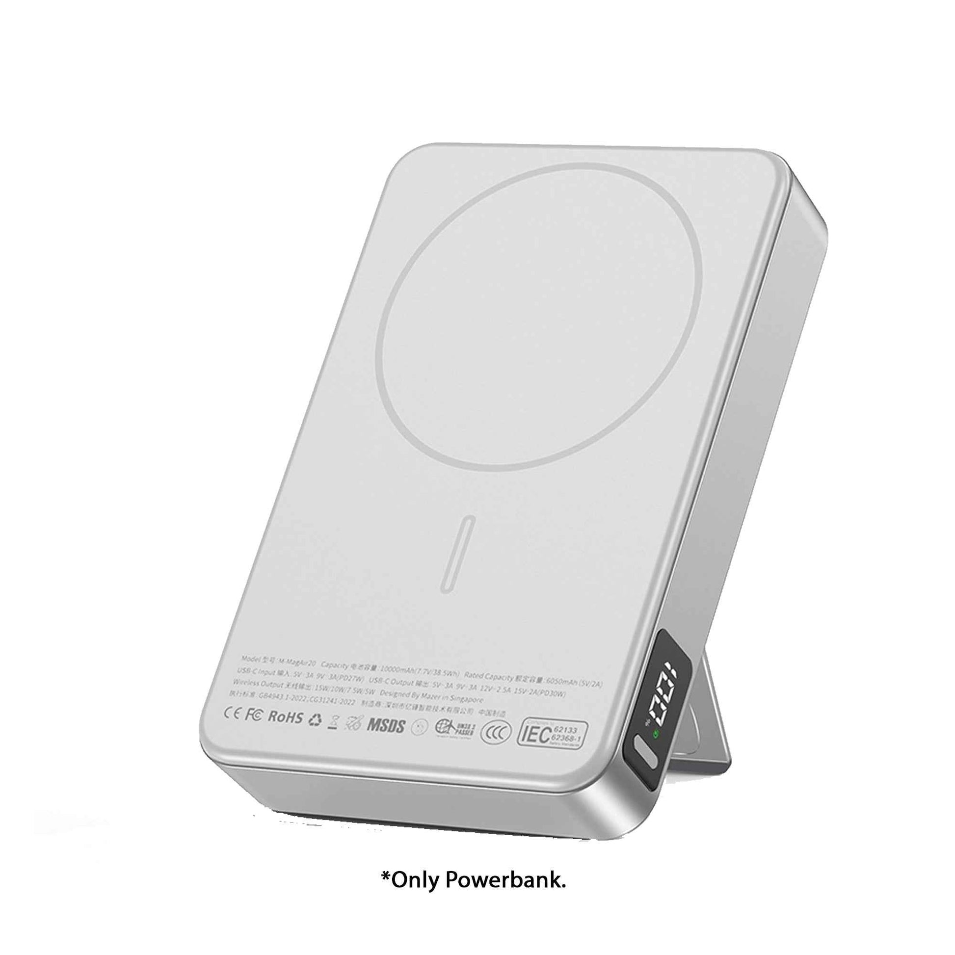 Mazer MagAir 20 - CCC Qi2 Certified Power Bank with Buil-in Stand 10000mAh