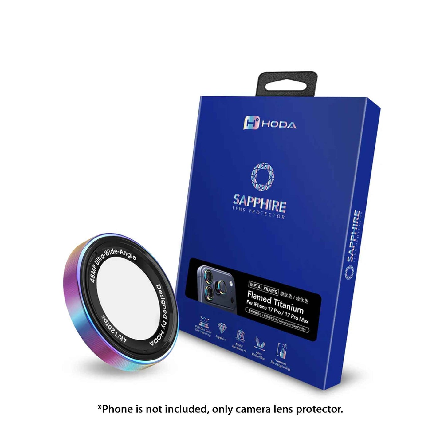 [ 17 Pro Max / 17 Pro ] Hoda Sapphire Lens Protector (Monocular Like Design) with Anti-Reflection Optical Coating