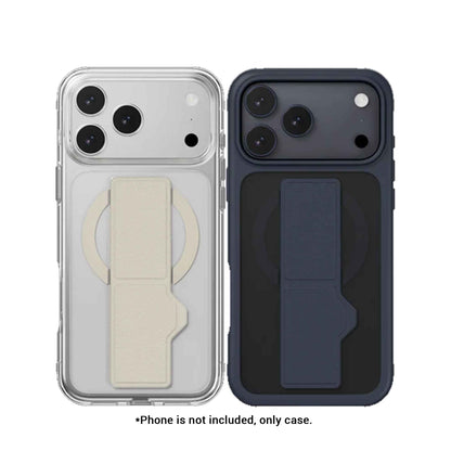 MAGEASY GrabStand M ( Magsafe ) Protective Case for iPhone 17 Pro Max / 17 Pro - Leatherette Grip Dual-Angle Stand