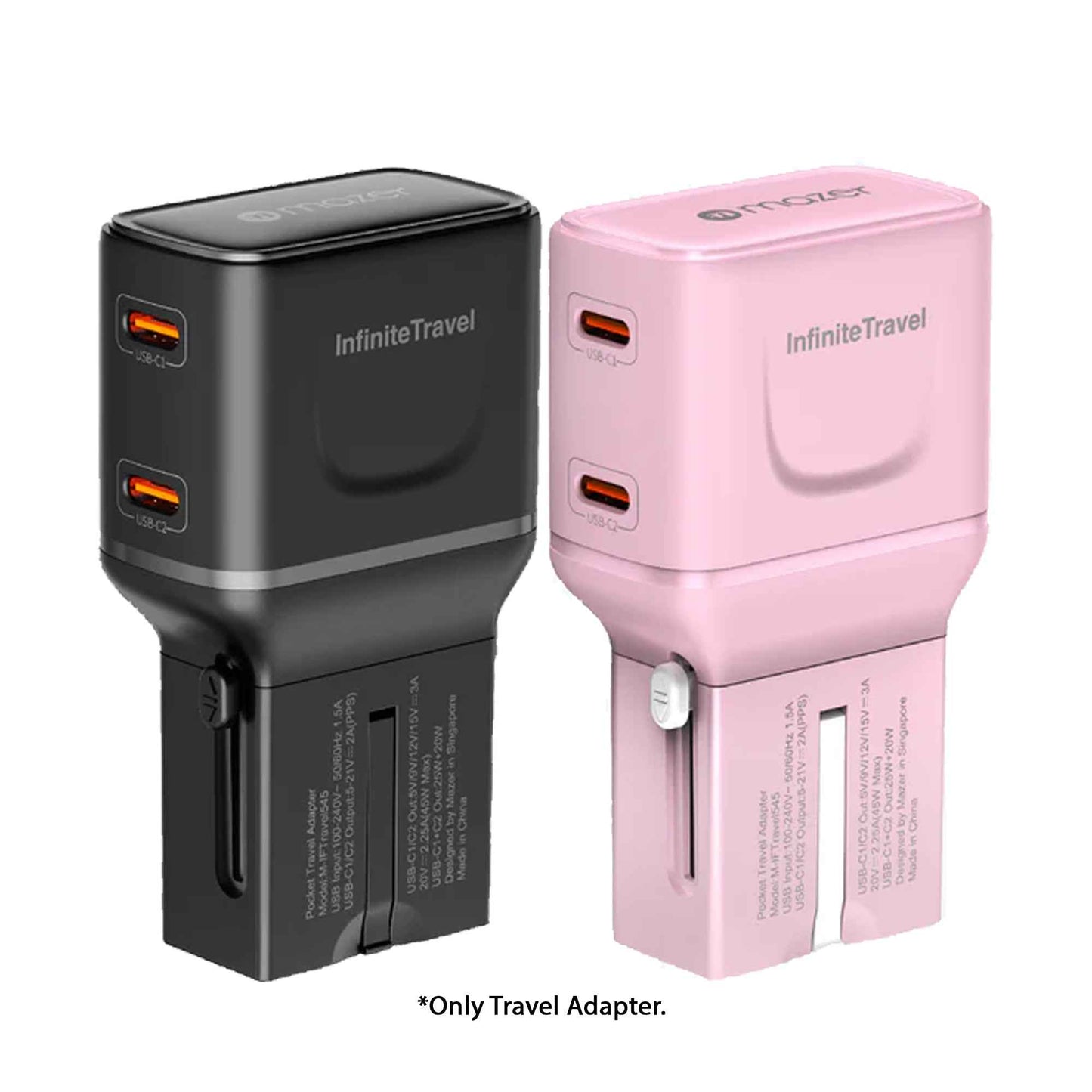 Mazer Infinite Travel Pocket 45W Universal Travel Charger - with 2 x USB-C Ports