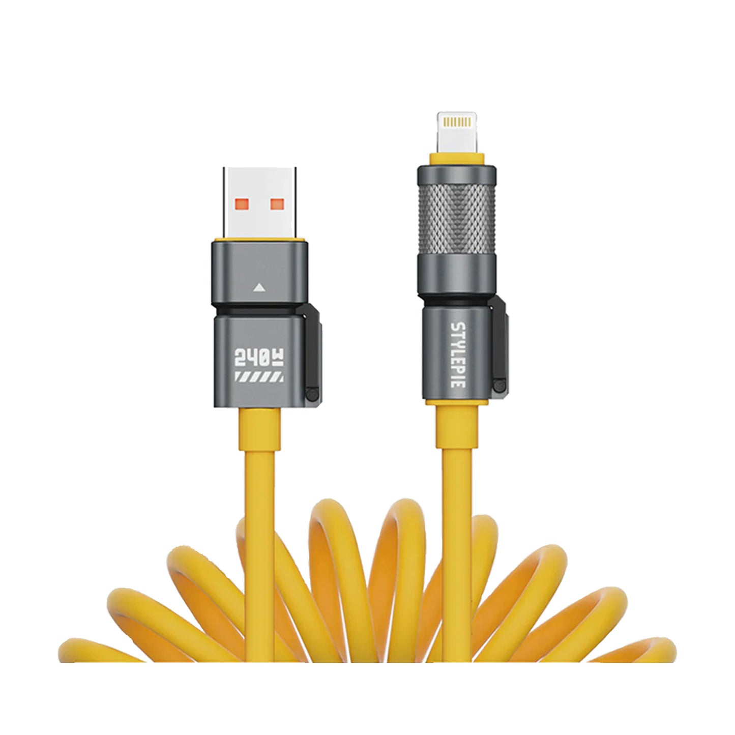 STYLEPIE C74 240W 3.1 PD 4-in-1 Fast Charge Coiled Cable 1.8m 480Mbps Data Transfer