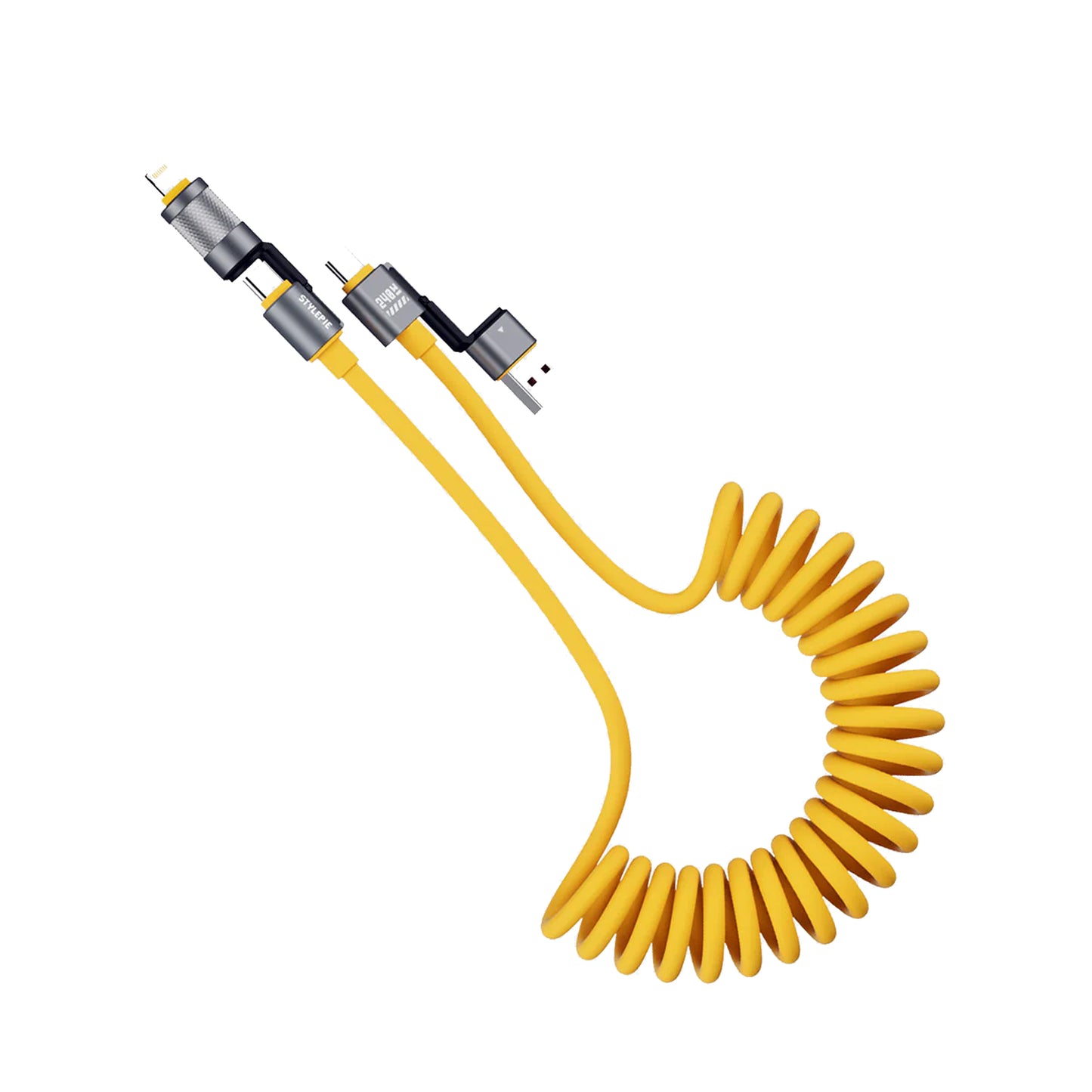 STYLEPIE C74 240W 3.1 PD 4-in-1 Fast Charge Coiled Cable 1.8m 480Mbps Data Transfer