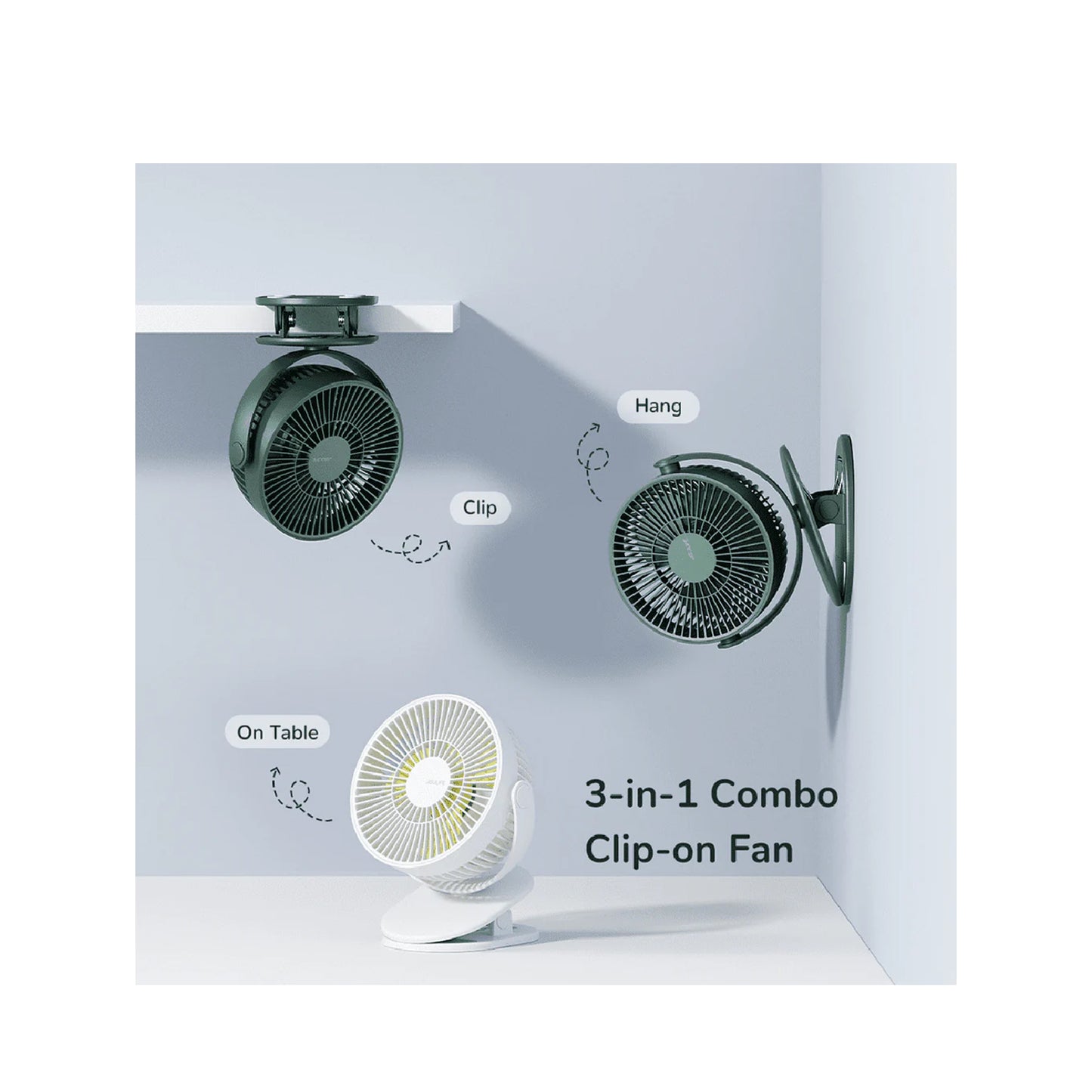 JisuLife Clip Fan Life1 FA18S 4000mAh Battery 4 Speed Fan Up to 14 Hours Cool