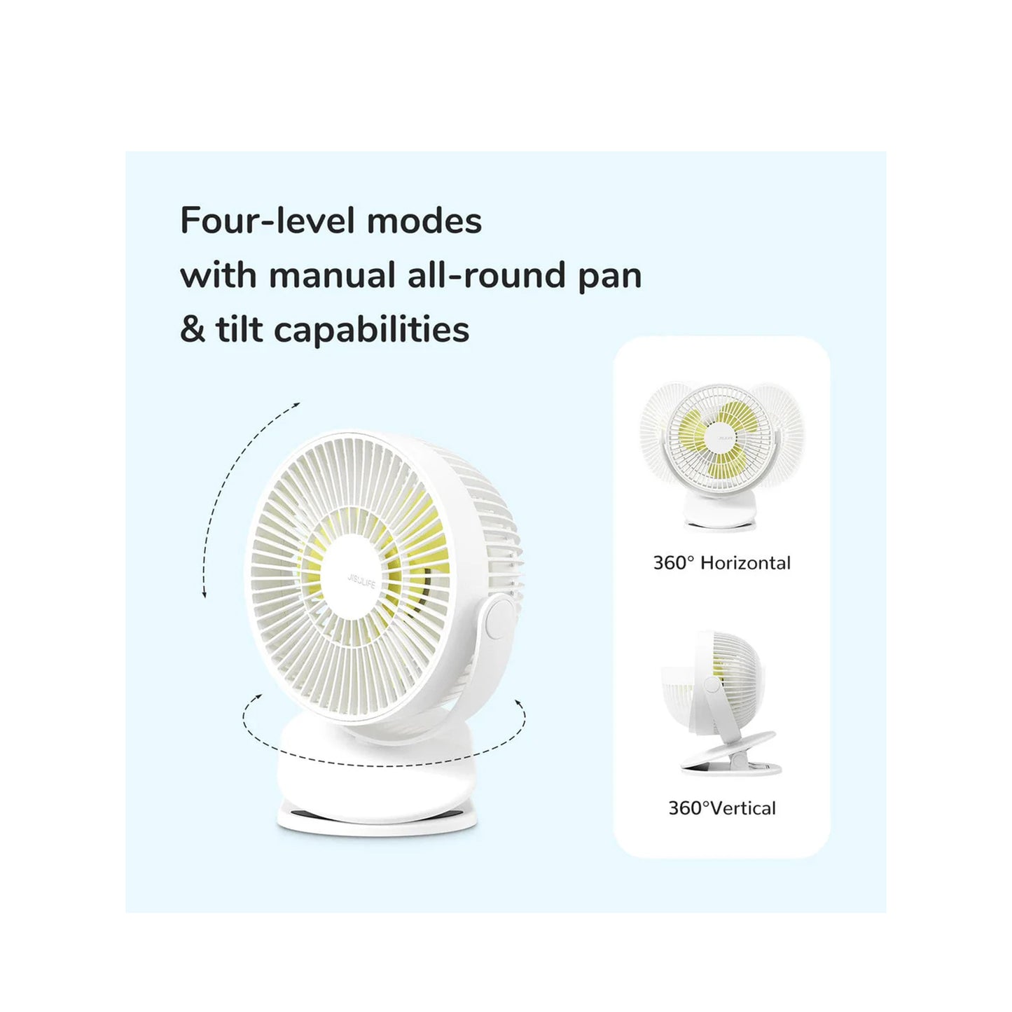 JisuLife Clip Fan Life1 FA18S 4000mAh Battery 4 Speed Fan Up to 14 Hours Cool