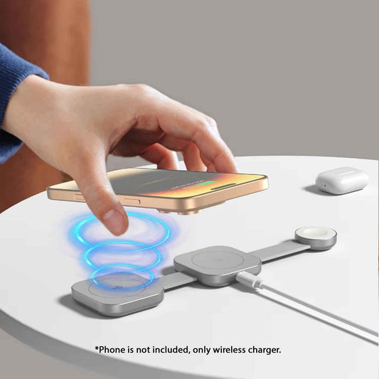 Mazer MagTrifold03 Qi2 Certified 15W 3-in-1 Foldable Wireless Travel Charger